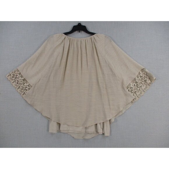 AB Studio Womens Poncho Top XL Beige With Lace Trim Rayon/Polyester Blend - Picture 6 of 7